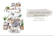 Watercolor Work Home Office Clipart, a Decorative Illustration by S_ARTLOVE (Thumbnail 6 of 8)
