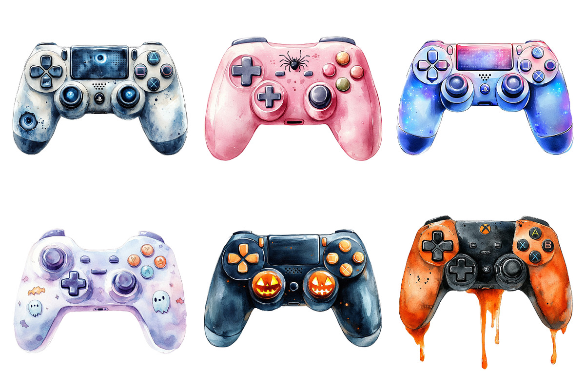 Halloween Gaming Controllers Clipart, an Illustration by Daily.Designs (Photo 3 of 5)