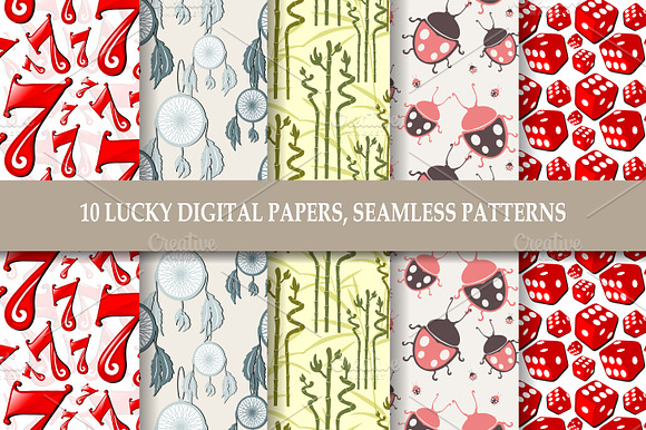 10 Lucky Seamless Patterns Set preview 3