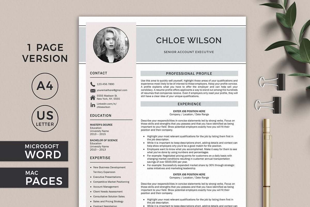 Modern Resume Template Word, a Resume Template by Klamp Studio (Photo 2 of 10)