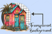 Watercolor Beach Huts Summer Clipart, an Illustration by Canvas Craft (Thumbnail 2 of 7)