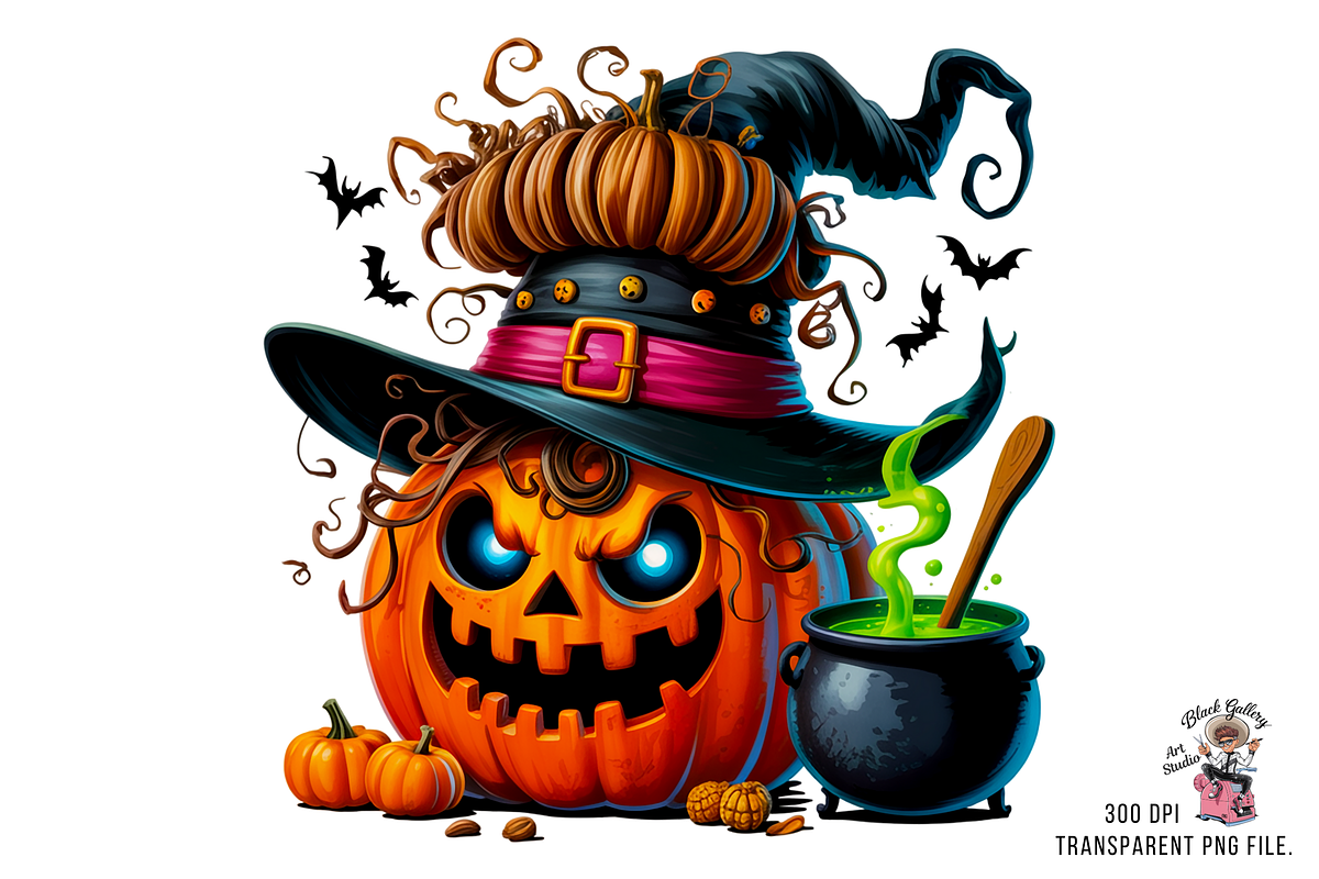 Witch Pumpkin Sublimation PNG Bundle, a Graphic by Clipart Bloom (Photo 2 of 11)
