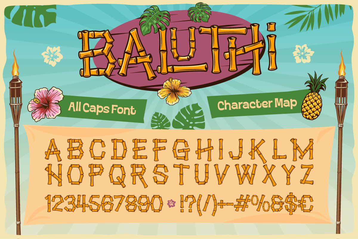 Baluthi - Hawaiian Bamboo Display, a Sans Serif Font by Artisan Themes (Photo 2 of 12)