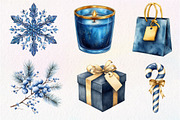 Watercolor Navy Christmas Clipart, an Illustration by Dream Creation (Thumbnail 3 of 6)