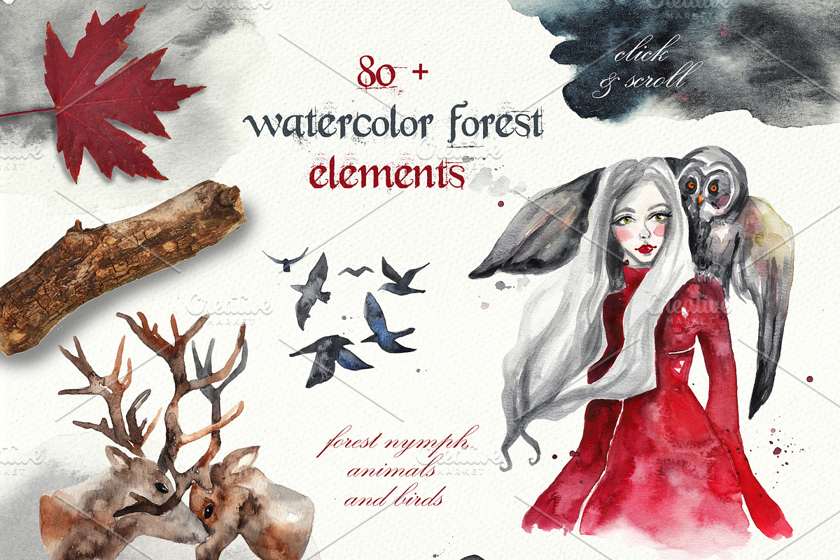 Magic forest design set, an Animal Illustration by Scarlet Heath Art (Photo 2 of 13)