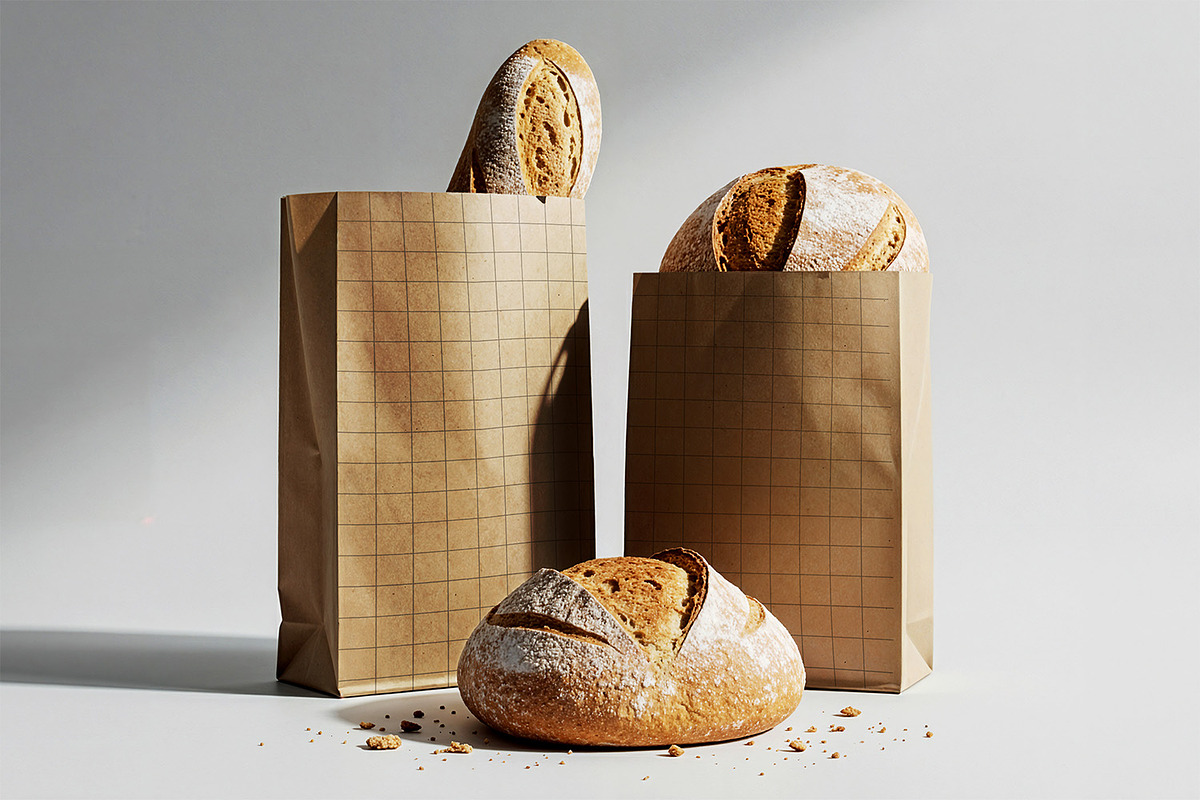 Bread Paper Bag Mockup, a Packaging Mockup by Nathatype (Photo 3 of 9)