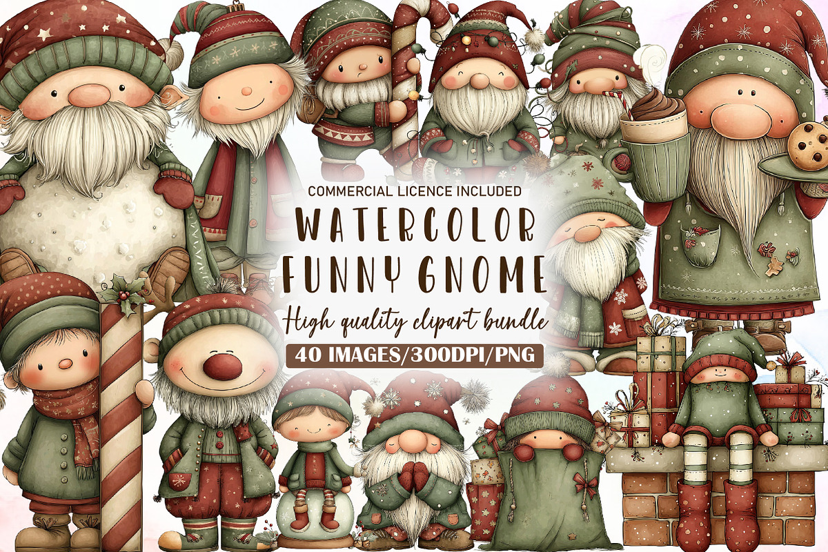 Funny Christmas Gnome Clipart, an Illustration by Sublimation Artist (Photo 1 of 6)