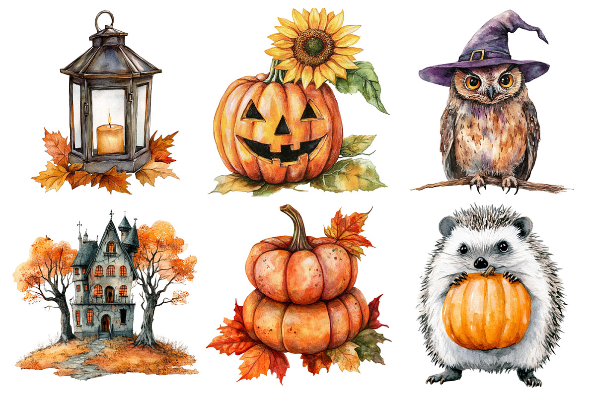 Adorable Halloween Fall Clipart, an Illustration by Pixels.Craft (Photo 2 of 7)