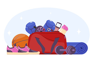Sporty red bag with sportsman, an Object Illustration by Vectorbuum