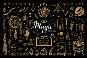 Whimsical Witchcraft hand drawn set