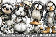 Whimsical Animals Spring Clipart PNG, an Illustration by Canvas Craft (Thumbnail 1 of 7)