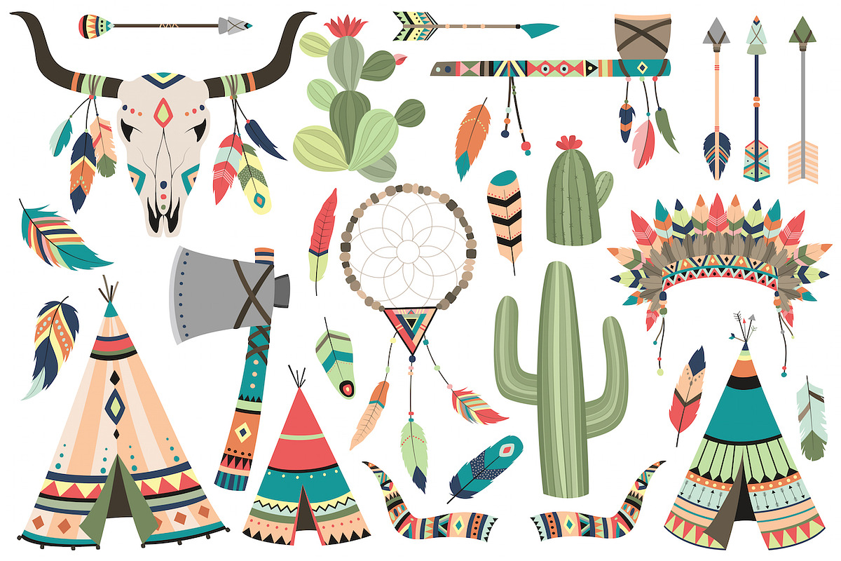 Tribal Clip Art Vector & PNG Set, an Animal Illustration by Kenna Sato Designs
