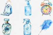 Watercolor Pastel Blue Cleaning, an Illustration by Black Bird Studio (Thumbnail 3 of 6)