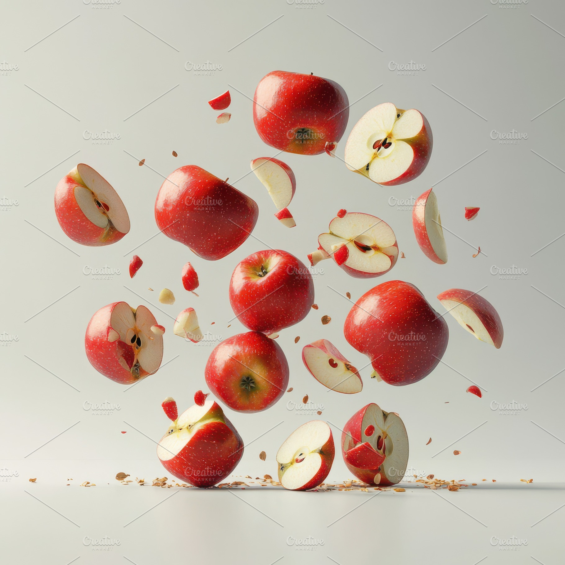 Levitation of ripe red apples, apple, a Food & Drink Photo by Pixeness