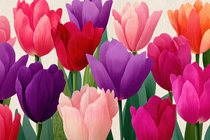 Colorful spring tulips in full bloom with vibrant petals in red,, a Nature Photo by José Manuel Gelpi