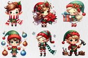 Whimsical Chibi Elf Clipart, a Seasonal Illustration by Rose Art (Thumbnail 2 of 4)
