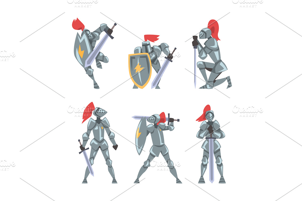 Armored Knights as Medieval Warrior, a Person Illustration by TopVectors