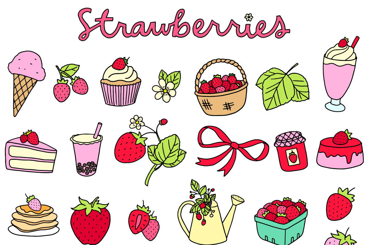 Strawberries Illustration Set, a Food Illustration by Lemonade Pixel (Photo 6 of 7)