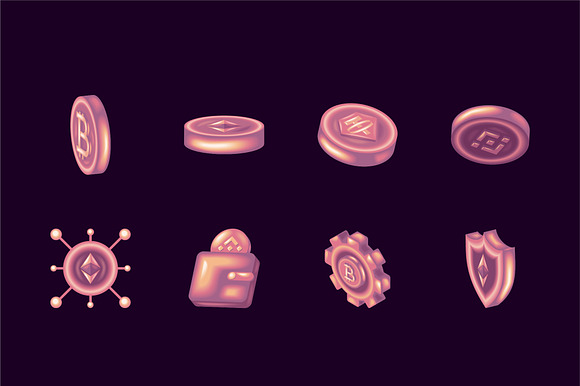 Cryptocurrency Coin Icon Set preview 2