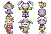 Whimsical Christmas Animal Clipart, an Illustration by Pixels.Craft (Thumbnail 4 of 5)