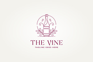 wine bar continuous line drawing, a Branding & Logo Template by Blazybone