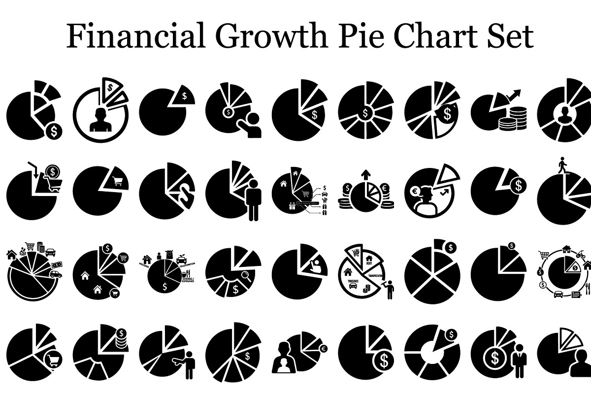 Financial Growth Pie Chart Set, a Graphic by hafijul (Photo 1 of 12)