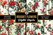Red Green Floral Bouquet Patterns, a Pattern Graphic by Creative Store (Thumbnail 1 of 5)