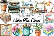 Watercolor Office Time Clipart Bundl, a Texture Illustration by DreamPrint404 (Thumbnail 1 of 6)
