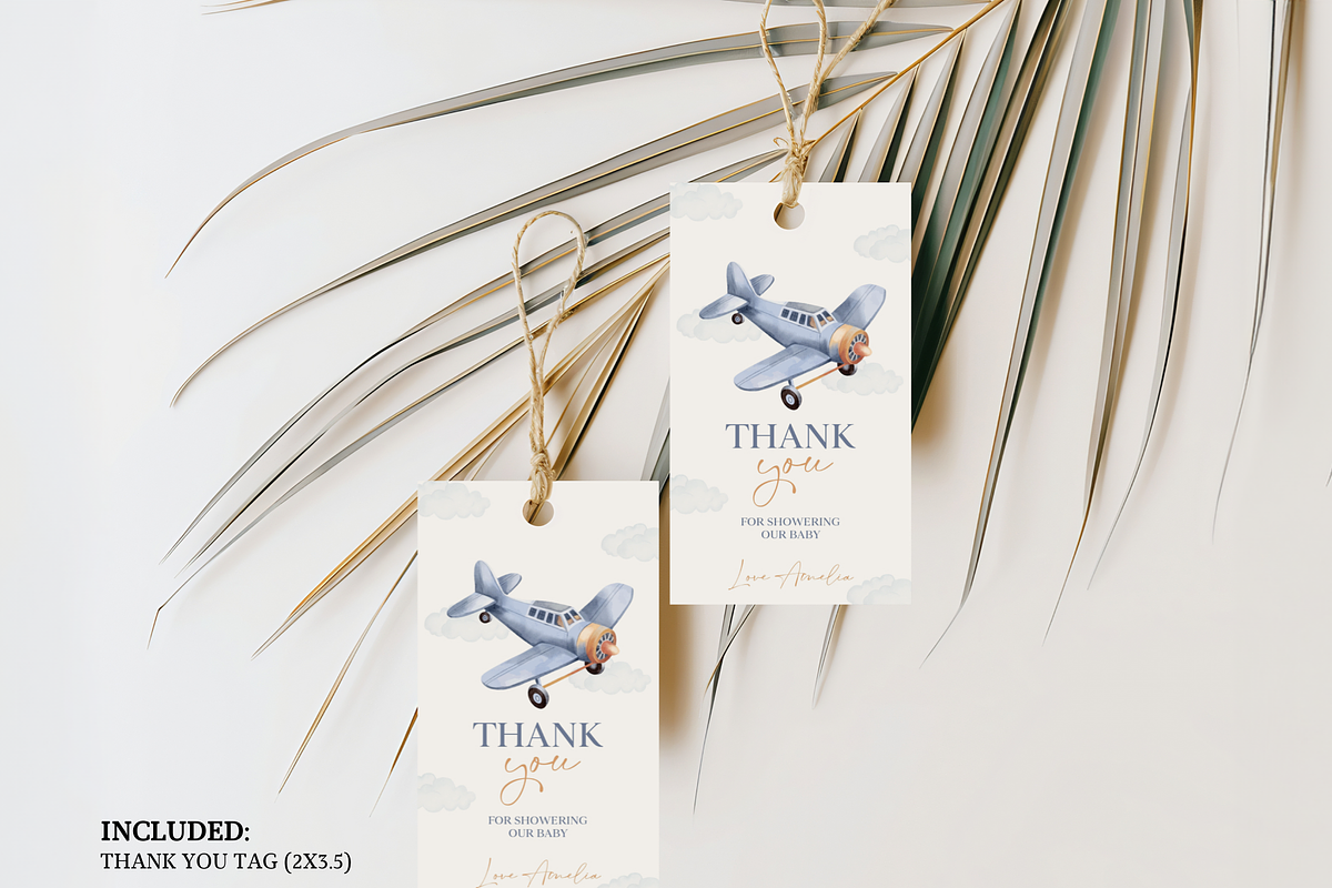 Plane Baby Shower Thank You Mockup, an Invitation Template by Digital_Mind (Photo 2 of 8)