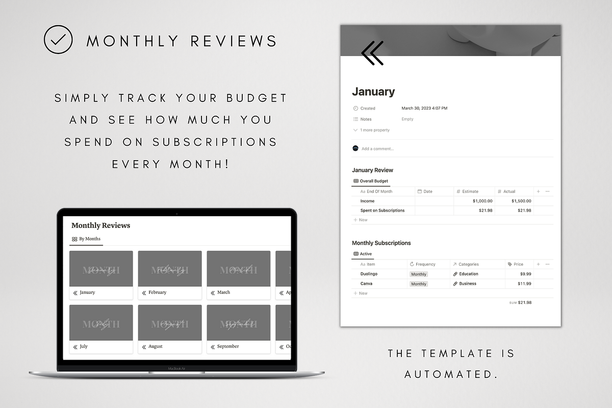Notion Subscription Tracker Template, a Templates & Theme by BRANDcontent