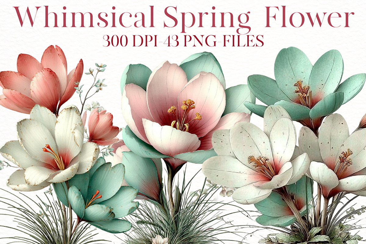 Whimsical Spring Flower Clipart, an Illustration by Designworld (Photo 1 of 8)