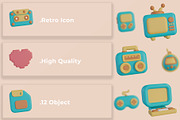 3D Retro Icon Set, an Object Graphic by Artnivora.Std (Thumbnail 2 of 4)