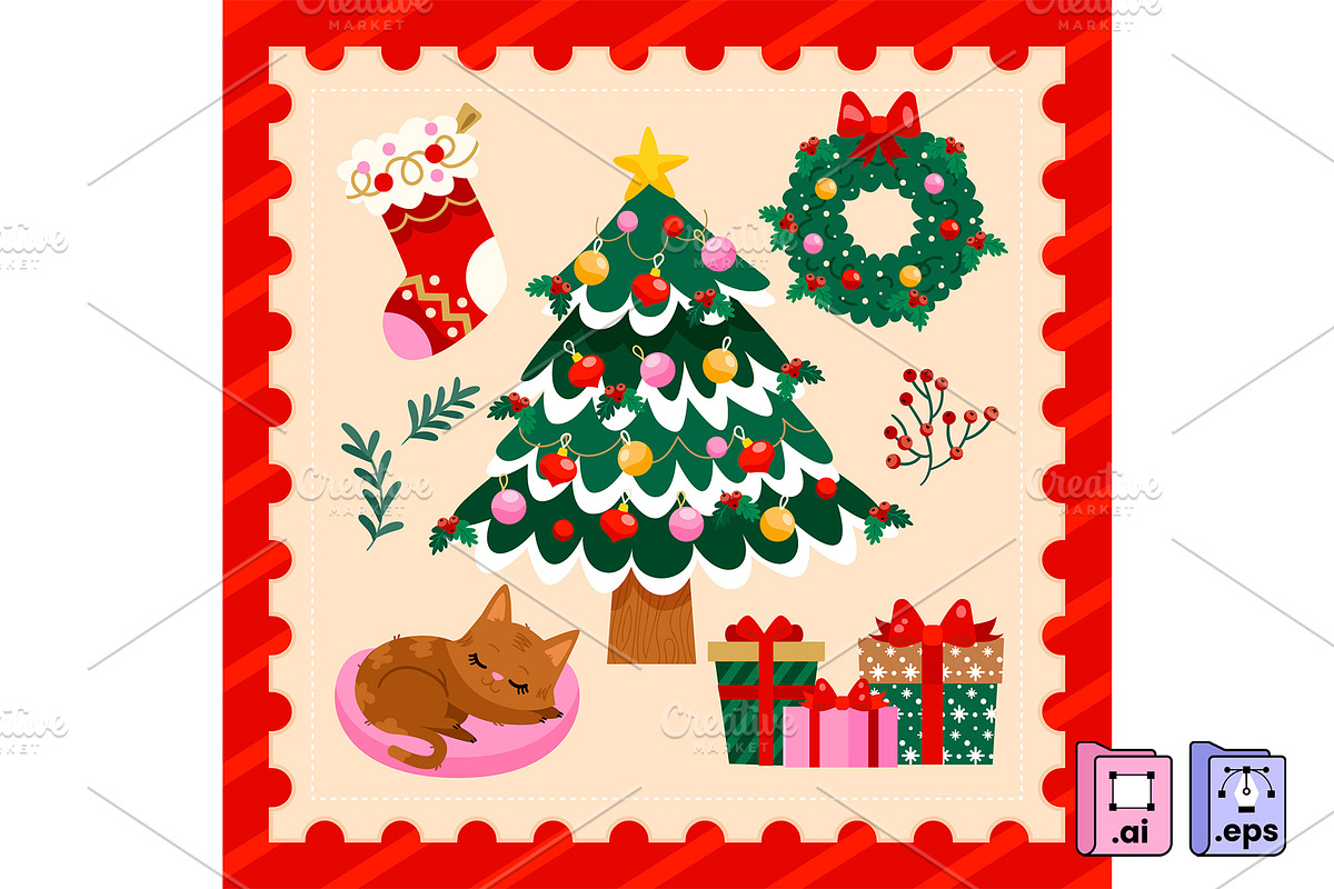 Christmas Graphic Elements Set, a Seasonal Illustration by MISS CHATZ