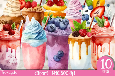 Watercolor Smoothies clipart Part 2, a Food Illustration by TanuschArts