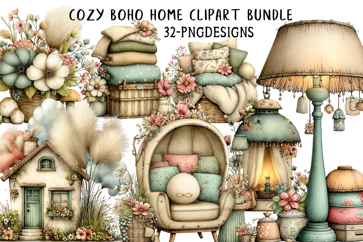 Cozy Boho Home Clipart, an Illustration by Daily.Designs (Photo 1 of 8)