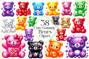 Cute Gummy Bears Sublimation Clipart