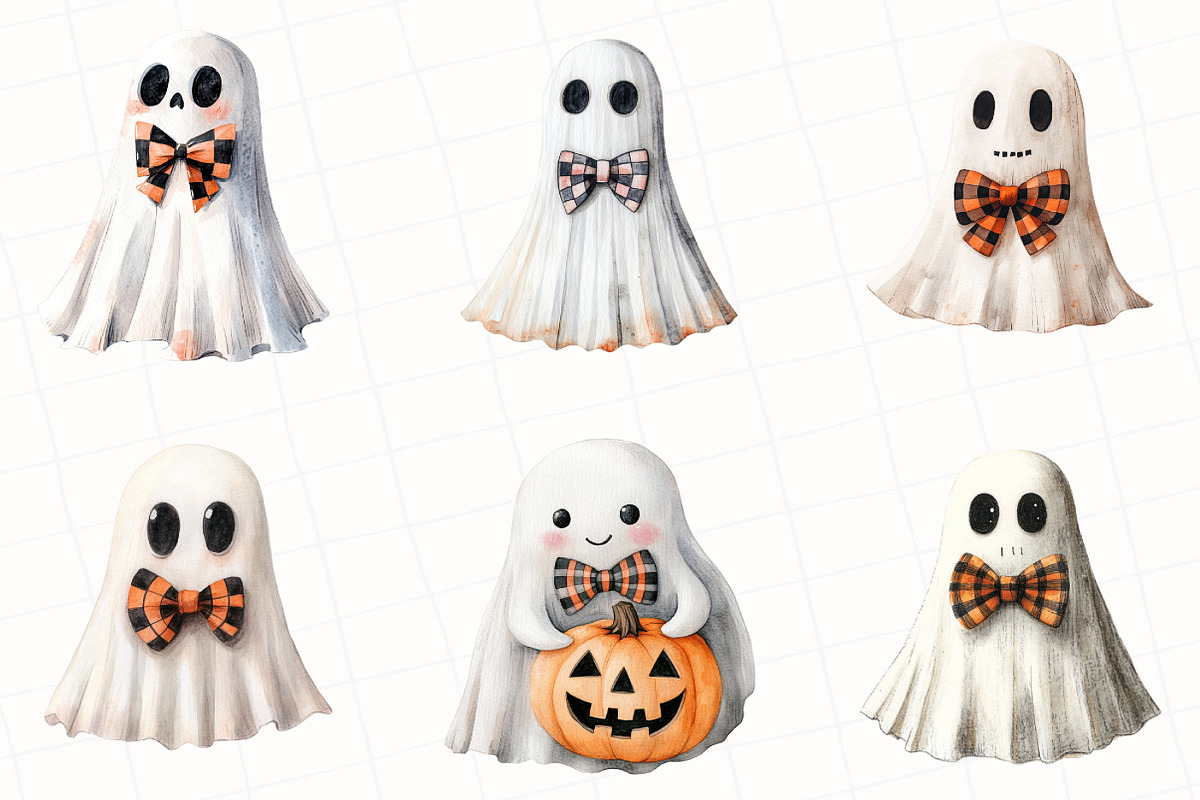 Cute Halloween Ghost Clipart, an Illustration by OK Design (Photo 5 of 5)