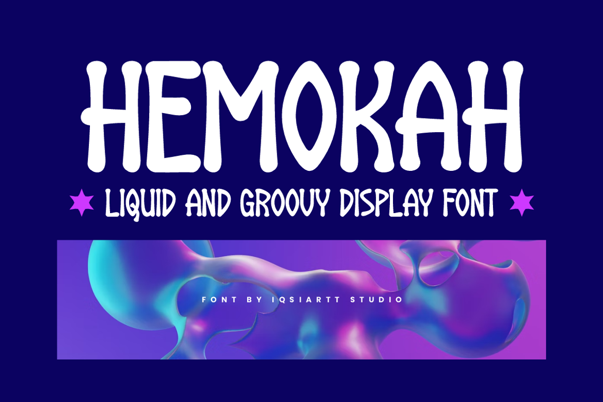 Hemokah - Liquid & Groovy Font, a Handwritten Font by Iqsiart Studio (Photo 1 of 7)