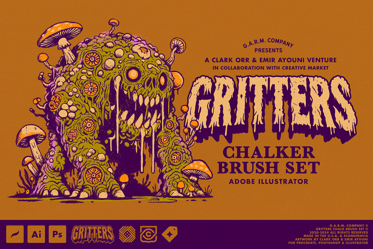 Gritters Chalk Brushes (Illustrator), a Brush Add-On by G.A.R.M. Company (Photo 1 of 12)