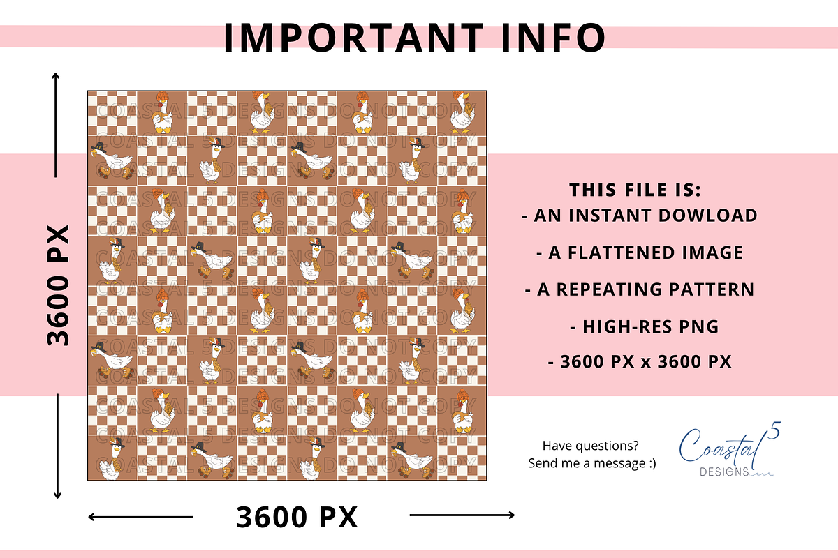 Thanksgiving Checkered Seamless, a Pattern Graphic by Coastal 5 Designs (Photo 3 of 3)