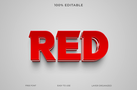 Red Color 3D Text Effect Style