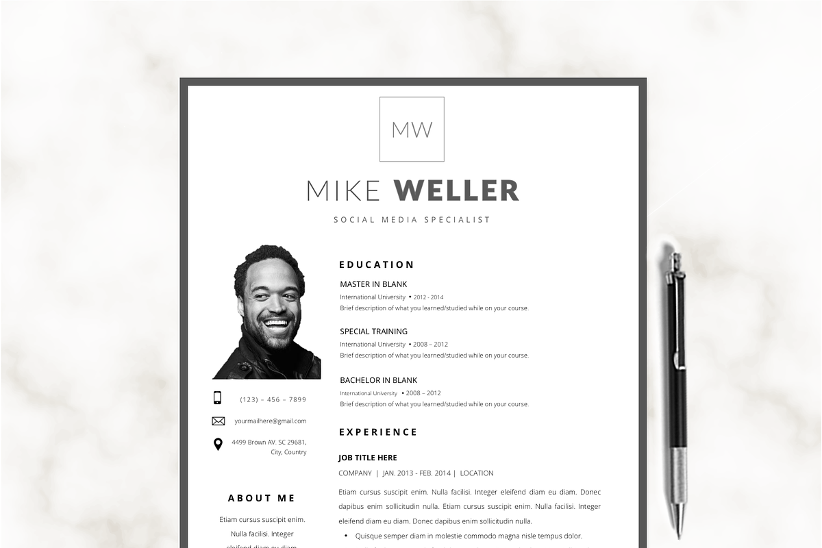 Mike W Resume and Cover Template, a Resume Template by ResumeStudio (Photo 1 of 6)