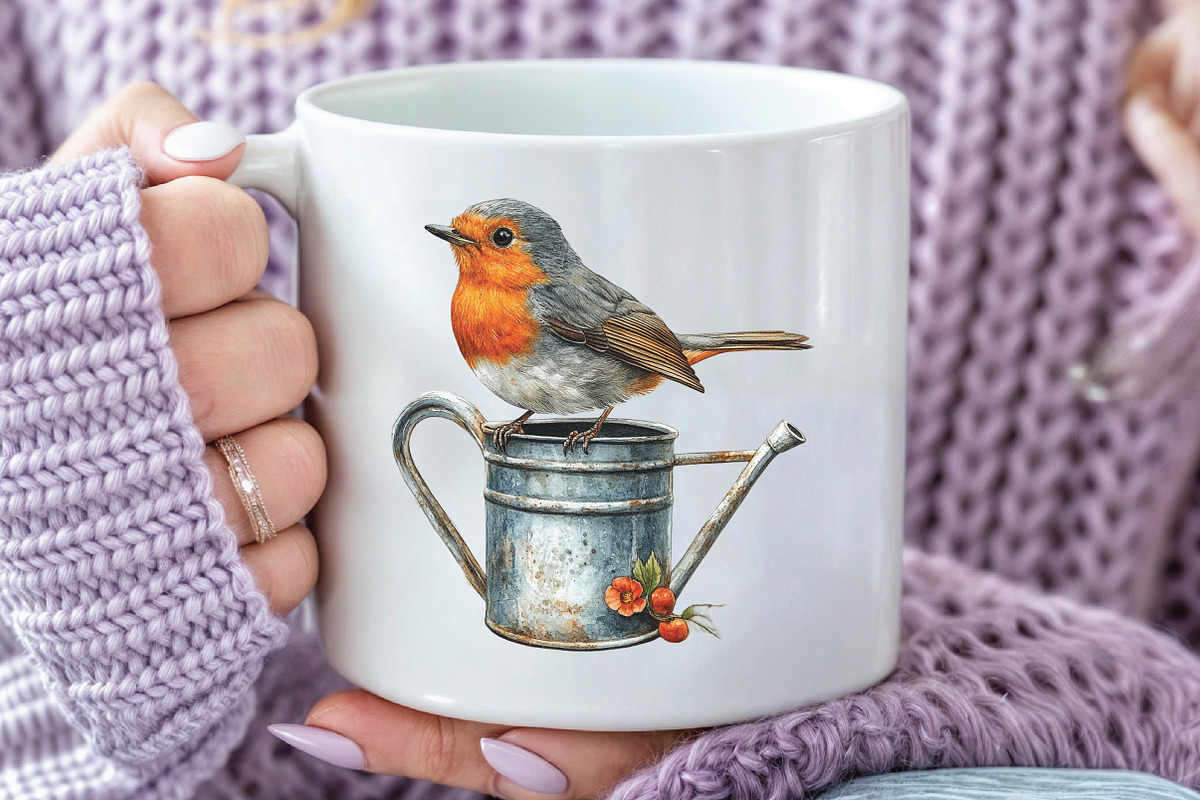 Autumn Robin Bird Clipart, an Illustration by CraftArtStudio (Photo 5 of 6)