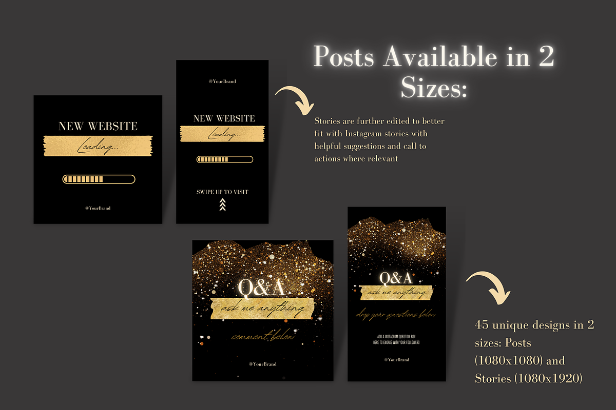 Black & Gold Instagram Templates, a Social Media Template by Faytemplates (Photo 7 of 9)