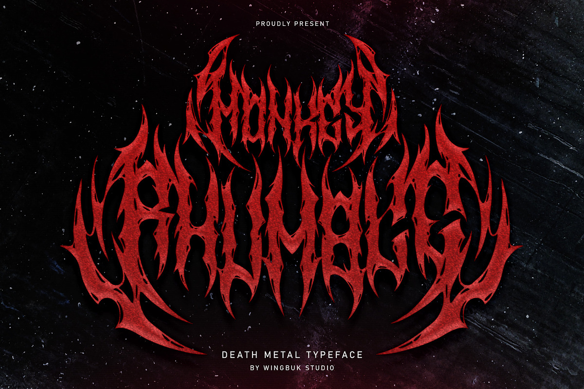 Monkey Rhumble | Metal Font, a Blackletter Font by WingBuk (Photo 1 of 12)