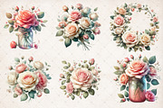 Watercolor Romantic Roses Clipart, an Illustration by SinaCreation (Thumbnail 5 of 5)