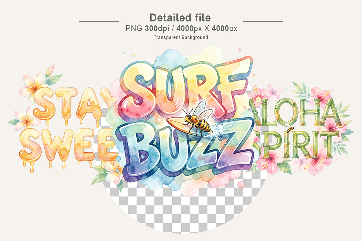 Summer Bee Watercolor Sublimation, an Illustration by Artnoy (Photo 3 of 8)