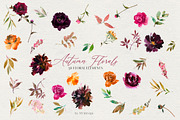 Autumn Florals Bright Fall Clipart, a Decorative Illustration by whiteheartdesign (Thumbnail 6 of 7)