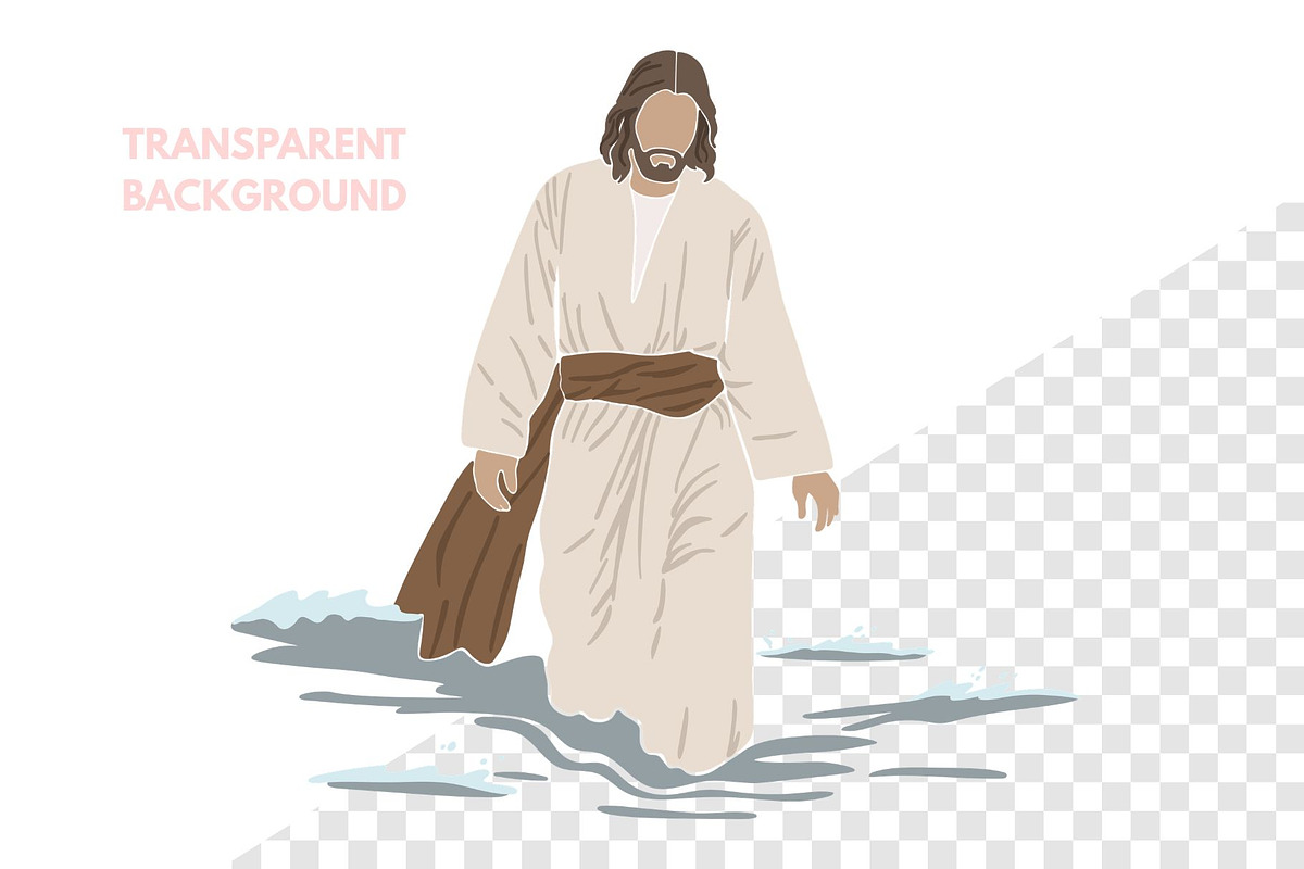 Jesus Walk on Water Christian Png, a Person Illustration by ⋒DesignECShop⋒ (Photo 2 of 3)