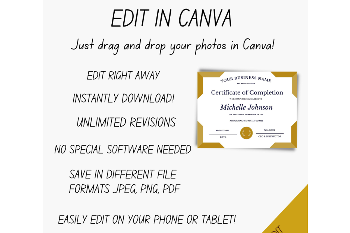 Certificate of Completion Template, a Card Template by YasdeyDesigns (Photo 4 of 6)